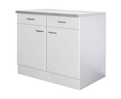 Flex-Well Küchenschrank UNNA | Unterschrank | 2-türig, 2 Schubladen | Breite 80 cm | Weiß