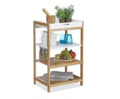 Relaxdays Küchenregal mit abnehmbarem Tablett, aus Bambus, als Badregal freistehend, HBT 70 x 43 x 33 cm, natur, weiß