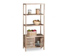 Relaxdays Badschrank Holz mit 5 Ablagen, breites Badregal, Walnuss Regal Bad u. Küche, HxBxT: 160 x 68 x 36 cm, natur