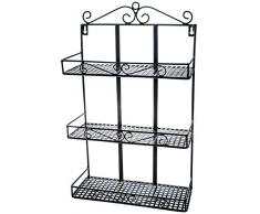 SIDCO Wandregal Metall schwarz Hängeregal Küchenregal Blumenregal Deko Regal 3 Ablagen