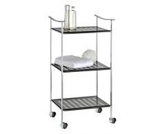 WENKO 20095100 Rollwagen Japan mit 3 Ablagen - Badwagen, Haushaltswagen, Stahl, 40.5 x 75.5 x 36.5 cm, Chrom
