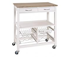 Haku Möbel Küchenwagen - MDF weiß lackiert - 2 Schubladen - 2 Körbe Höhe 84 cm