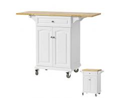 SoBuy FKW36-WN Servierwagen Küchenwagen Küchenregal Rollwagen mit klappbare/erweiterbarer Arbeitsfläche