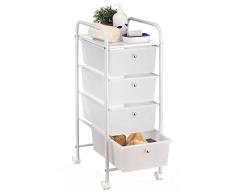 IDIMEX Badregal Rollwagen Rollcontainer GINA, mit 4 transparenten Schubladen und Metallgestell in weiß