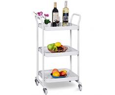 COSTWAY Servierwagen Küchenwagen Rollwagen Allzweckwagen Beistellwagen Badwagen Küchenrollwagen Haushaltswagen auf Rollen 3 Etagen Metall weiß
