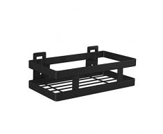 Decdeal Duschablage Ohne Bohren 1 Etage Schwarz Duschcaddy Küchenregal Gewürzregal Nagelfreies Edelstahl Wandregal Schwimmendes Regal für Küche Badezimmer 20-50cm Breit