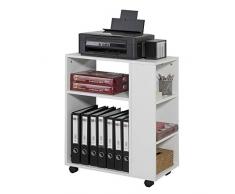 SoBuy® FBT68-W Druckertisch mit 7 Ablagen Rollcontainer Bürowagen Beistellwagen Aktenwagen weiß BHT ca: 60x75x35cm