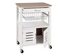 Haku Möbel Küchenwagen - MDF weiß lackiert - Schublade - ausziehbarer Korb 84 cm