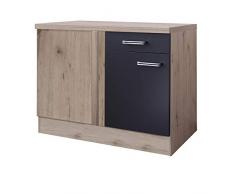 MMR Küchen-Eckunterschrank LONDON - Küchenschrank - Unterschrank - 1-türig - 1 Schublade - Breite 110 cm - Anthrazit