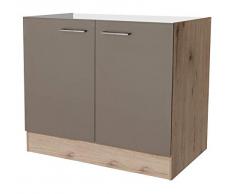 Spülenunterschrank ohne Arbeitsplatte 100 cm Quarz-Cubanit/San Remo Eiche hell - Rodello