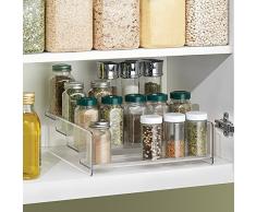 iDesign Küchenregal mit 4 Ebenen, groÃes Gewürzregal aus Kunststoff, Schrank Organizer für Gewürze, Vorratsdosen und weiteres Küchenzubehör, durchsichtig