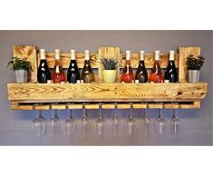 Weinregal Palette beflammt vintage für 10 Weingläser incl. Aufhängung Schrauben & Dübel Flaschenregal Weinflaschenregal Wandregal Palettenmöbel