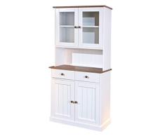 Inter Link FSC Landhausstil Buffet Vitrine mit 4 Türen 2 Schubladen Massivholz weiß sepia braun Esszimmer Küche