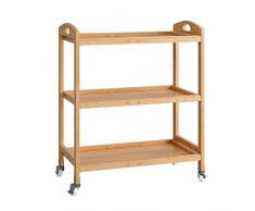 Homfa Bambus Rollwagen Küchenwagen mit Rollen Servierwagen Küchenrollwagen Bad Küchenregal Küchentrolley Allzweckwagen Beistellwagen Küche 60,5x33x73CM(BxTxH)