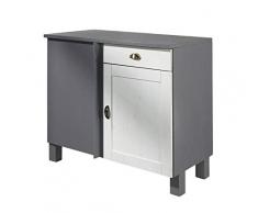 Loft24 Küchenunterschrank Küchenschrank Küche Unterschrank Schrank Kiefer massiv weiß grau 100 x 50 x 85 cm