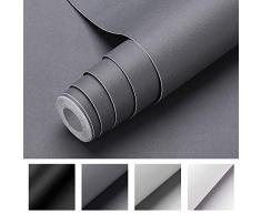 iKINLO Selbstklebende Klebefolie, 0.61 * 5M dunkelgraue verdickte Küchenschrank Aufkleber Matt Möbelfolie für Möbel Schrank Tische Wand Folie Tapete Dekofolie