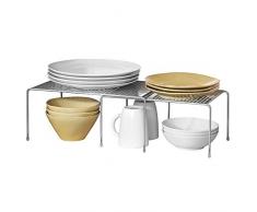 mDesign Regaleinsatz für Küchenschrank - praktische Geschirrablage für mehr Abstellfläche - Schrankeinsatz zum Ausziehen - silberfarben