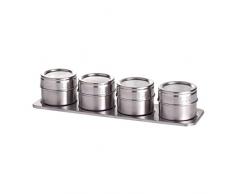 Westmark Gewürzdosen-Set/Gewürzboard mit 4 Gewürzdosen, Durchmesser: 6,5 cm, Fassungsvermögen je ca. 40 ml, Magnetisch, Rostfreier Edelstahl, Silber, 65152260