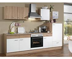 expendio Küchenblock Solina 270 cm mit E-Geräten komplett weiß Sonoma Eiche Küchenzeile Einbauküche Komplett-Küche