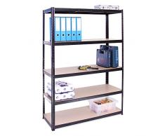 G-Rack 0015 Lagerregal für Garage, Werkstatt, Speisekammer-180cm x 120cm x 45cm, 5-stufig (175KG pro Regal) – 875KG Kapazität – 5 Jahre Garantie schwarz