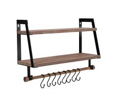 Halcent Schweberegale Gewürzregal Holz Wandregal Küche Duschregal Badregal Hängeregal für Küche Badezimmer Flur (Braun)