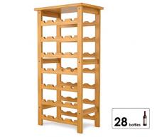 Homfa Bambus Weinregal für 28 Flaschen mit Ablage Flaschenregal Weinschrank Weinhalter Weinständer Flaschenständer Weinflaschenhalter 94x47x29cm
