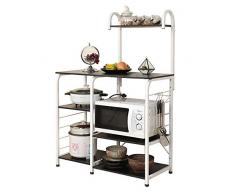 soges Küchenregal Bäckerregal Küchenwagen 3+4 Ablage Mikrowellenhalter Standregal, multifunktionale Küche Aufbewahrungsregal Küchenregallagerung Küchenwagen, Schwarz 172-BK