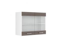 Vicco Küchenschrank R-Line Hängeschrank Unterschrank Küchenzeile Küchenunterschrank Arbeitsplatte, Möbel verfügbar in anthrazit und weiß (edelgrau ohne Arbeitsplatte, Hängeglasschrank 80 cm)