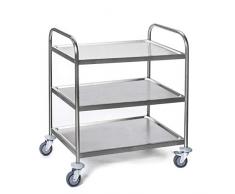 METRO Professional Servierwagen GST1003 | Küchenwagen | 3 Borde | Edelstahl | 850 x 526 x 940 mm | Transportwagen | Abräumwagen | Geschirrwagen | Teewagen