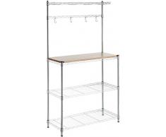 AmazonBasics - Küchenregal, Holz/Chrom