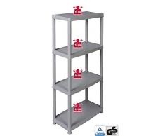 Kreher Tolles Kunststoffregal für den Haushalt ! Haushaltsregal mit 4 Böden in einem Hellen Grau! Hält 25kg pro Boden!