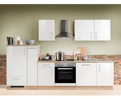 expendio Küchenzeile Unico 300 cm Weiss Hochglanz mit Geschirrspüler E-Geräte Küchenblock Einbauküche Komplett-Küche Dekor Sonoma Eiche