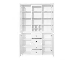 trendteam Wohnzimmer Büffetschrank Anrichte Wohnzimmerschrank Vitrinenschrank Küchenschrank Geschirrschrank Esszimmerschrank Baxter, 120 x 194 x 41 cm in Weiß Dekor im Landhausstil