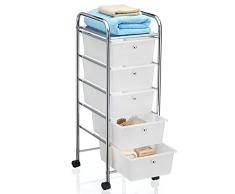 IDIMEX Badregal Rollwagen Rollcontainer GINA, mit 5 transparenten Schubladen und Metallgestell verchromt