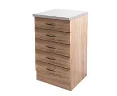 Flex-Well Küchenschrank HERNE | Auszugs-Unterschrank | 5 Schubladen | Breite 50 cm | Eiche Sonoma