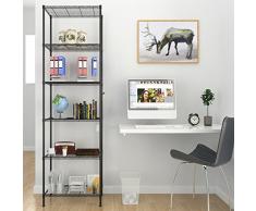 Homdox Standregale 6 Ablage Küchenregal Metallregal mit Seitenhaken aus verchromt 54 x 29 x 160cm, Schwarz (Schwarz, 6 Ablage)