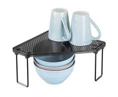 mDesign Küchenregal – Tellerregal für Arbeitsplatte und Küchenschränke – freistehende, stapelbare Geschirrablage – schwarz und grau