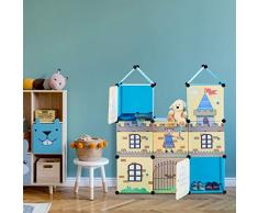 Relaxdays Steckregal Kinderzimmer, coole Ritterburg, Kunststoff, Kinderschrank mit Türen, HxBxT: 128 x 110 x 37 cm, bunt