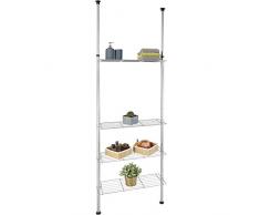 TecTake 402861 Teleskop Badregal, höhenverstellbares Allzweckregal mit 4 Ablageflächen und rutschfesten Gummifüßen