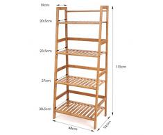 Homfa Bambus Standregal Badregal mit 4Ablagen Küchenregal Aufbewahrungsregal Blumenregal Leiterregal für Küche Badezimmer Balkon 115x48x32cm