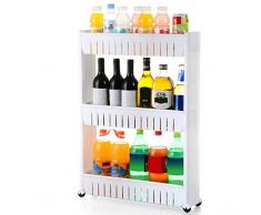 Yaheetech Küchenregal mit 3 Ablagen Gewürzregal Badregal Nischenregal Nischenwagen Küchenschrank Ordnungswagen mit 4 Rollen