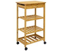 DuneDesign Bambus Küchenwagen 50x37x85 Servierwagen Holz Rollregal Küchenregal
