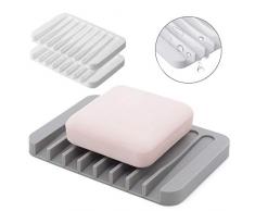 Comway Seifenschale, selbstabtropfend, Silikon-Gummi-Abtropfgestell für Dusche, Bad, Küche, Theke, hält Seife trocken und einfache Reinigung