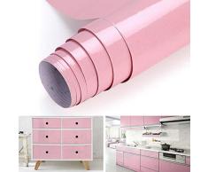 Klebefolie Küchenschränke Aufkleber DIY Möbelfolie aus PVC 61x500cm Tapete selbstklebende Folie Küchenfolie mit Glitzer rückstandslos und kein Geruch küchenschrank folie für Möbel Küche Tür (Pink)