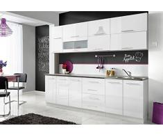 Komplette Küche MONI N 260 cm verschiedene Farbkombinationen Hochglanz NEU (Weiss)