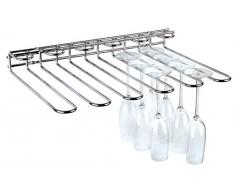 APS Gläserschiene, 45 x 32 x 6 cm, hochwertiger Gläserhalter aus verchromten Metall, Weinglashalterung für 20 Gläser, Halter zum Aufhängen von Gläsern für Hausbar, Küche, Bar, Pub, Restaurant