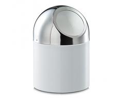 Zeller 27203 Tischabfalleimer, Edelstahl / Metall verchromt, weiß