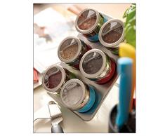 7-tlg. Gewürzständer magnetisch Gewürz-Regal Edelstahl Magnetständer 6 Dosen