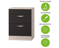 MMR Kochfeld-Unterschrank DALLAS, Küche, Umbauschrank, 2 Auszüge, 60 cm breit, Grau/Akazie Dekor