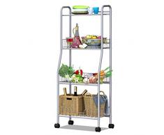 LWKBE Classics Wire Rack-Regal, 4-stufiges Metall-Organizer-Regal, Aufbewahrungswagen für Haushaltszwecke, Rollregal, 19x 13,8 x47,6